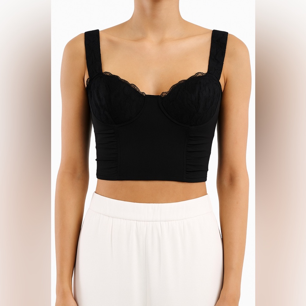 All in Favor Black Lace Detail Bra Top